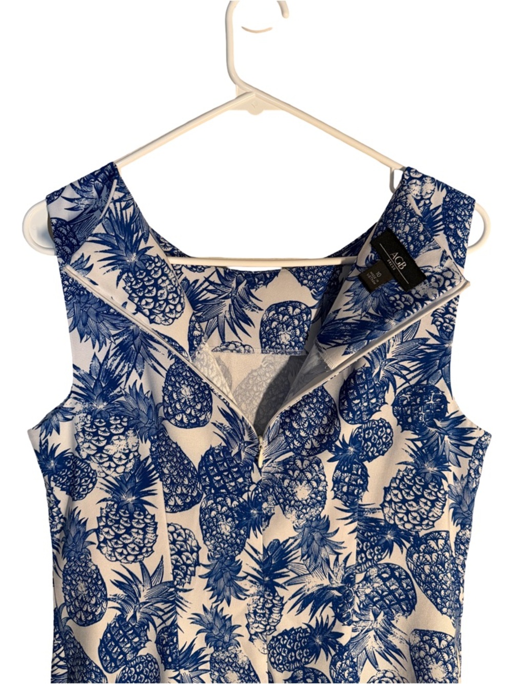 ABG Sleeveless Pineapple-Print Mini Dress in Navy and White - Picture 5 of 6